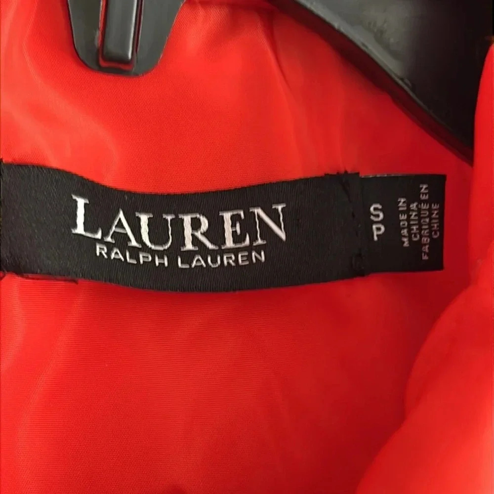 Ralph Lauren Quilted Embroidered Crest Patch Vest Zip Snap Lined Orange Sz S NWT - Picture 13 of 16